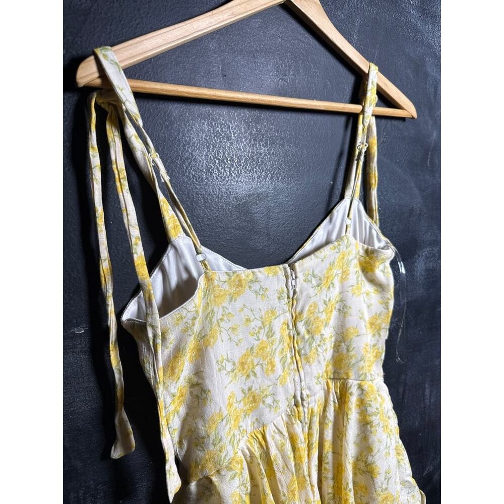 Altar'd State Yellow Floral Midi Dress with Tie Straps - Picture 5 of 7